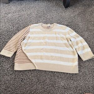 Tribal Beige and Cream Striped Sweater
